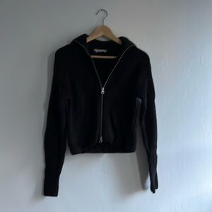 Everlane cotton black zip up sweater